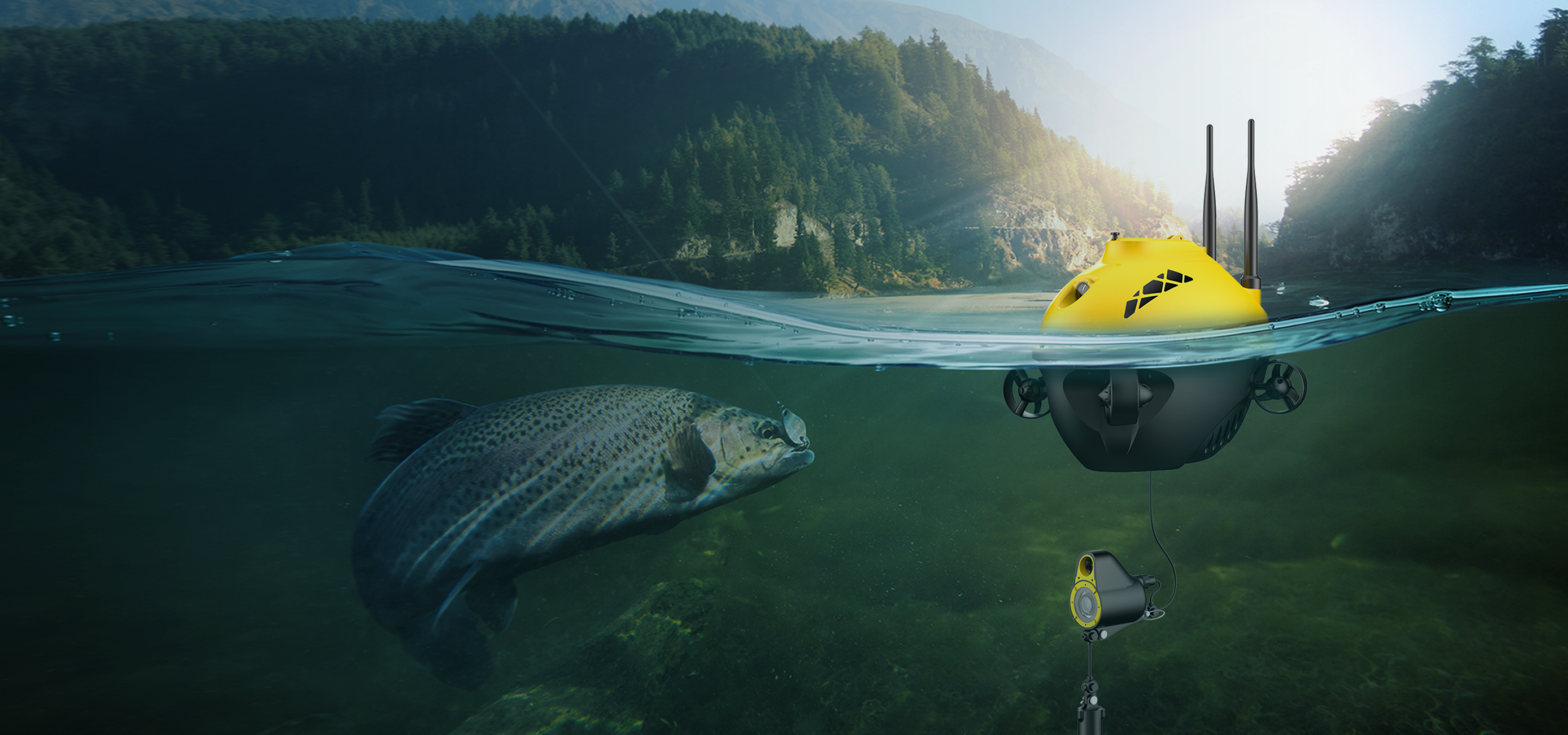 Drone Fish Finder Underwater Video Camera with Bait Boat and Sonar  Underwater Fishing Drone